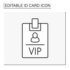  ID card line icon. VIP permit with user picture identification. Exclusive access. Biometric data. Identity detection concept. Isolated vector illustration.Editable stroke