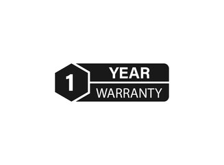 1 year warranty stamp on white background. Sign, label, sticker.