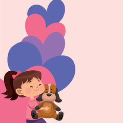 little girl with doggy toy