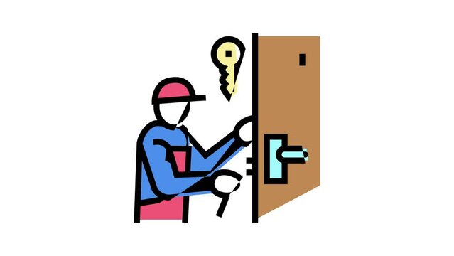 locksmith repairing color icon animation