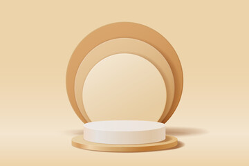 Gold abstract 3D minimal geometric shape scene for product presentation background