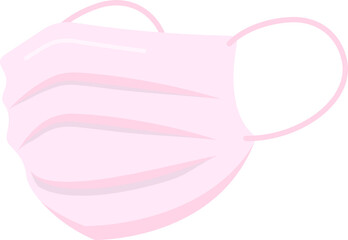 Flat vector cartoon icon of pink medical mask to protect against flu and coronavirus and pneumonia and air pollution