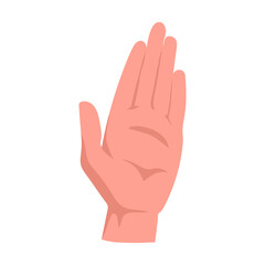 Open male hand. Hand gestures cartoon vector illustration. Human palm with finger, showing numbers, direction, symbol and sign. Gesturing concept