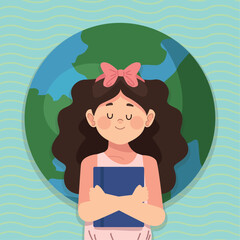 little schoolgirl with book