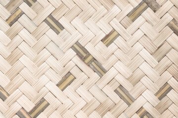 Bamboo wood mat weaving texture with hamper patterns abstract on background