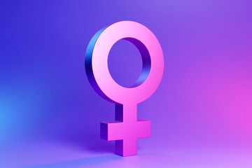 Pink female  gender symbol. Minimal idea concept, 3D illustration