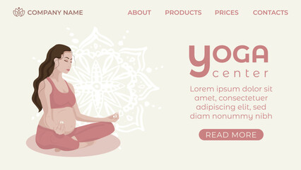 web page with yoga pregnant girl pink 
