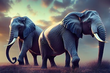 An Animal elephant. Portrait of an elephant. Digital art style, illustration painting