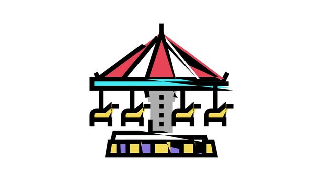 carousel amusement park color icon animation