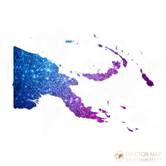 Papua New Guinea map in geometric wireframe blue with purple polygonal style gradient graphic on white background. Vector Illustration Eps10.