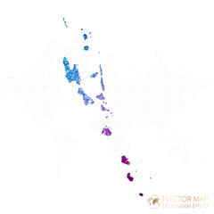 Vanuatu map in geometric wireframe blue with purple polygonal style gradient graphic on white background. Vector Illustration Eps10.