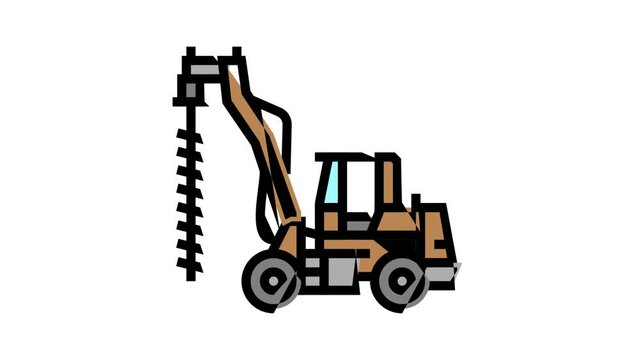 digger construction car vehicle color icon animation