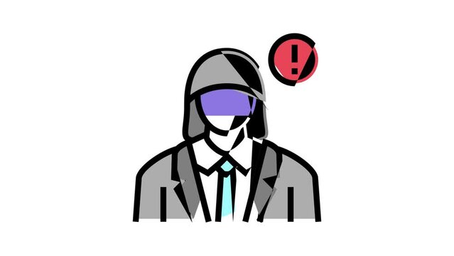 white-collar crime color icon animation