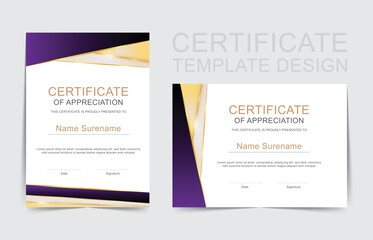 Luxury certificate template in golden color