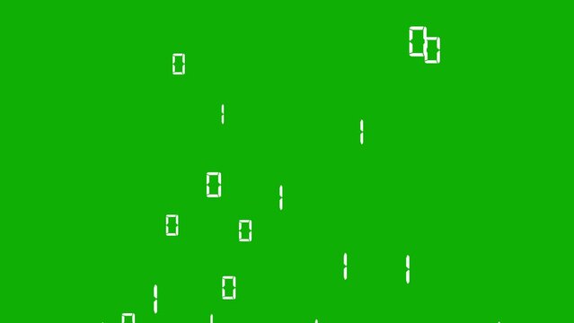Rising binary digits motion graphics with green screen background