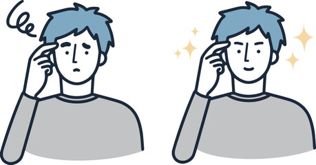 眉毛脱毛男性セット　メンズエステ　イラスト