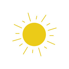 Sun icon vector - sunny day weather symbol isolated on white background. 