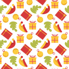 Boxing Day Sale Seamless Pattern Design with Glove and Gift Box for Promotion or Shopping on Template Hand Drawn Cartoon Flat Illustration