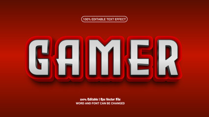 Gamer 3d editable premium vector text effect