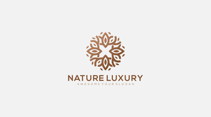 Nature Luxury Circle leafs Logo design symbol vector