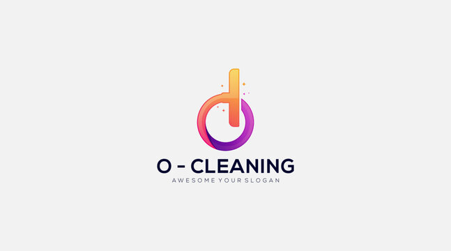 Gradient Letter O cleaning icon logo design illustration