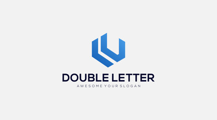 Initial letter LU logo design illustration template