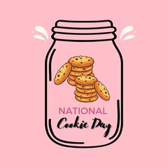 National Cookie Day Social Media Template. Cookies with attractive  background. Important day