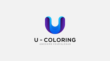 Awesome Letter U gradient Logo icon design illustration template