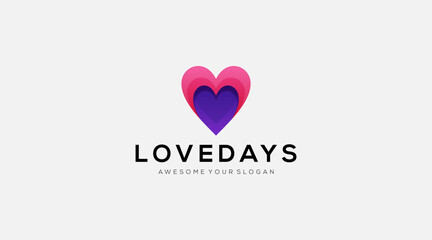 Awesome Love Heart Gradient Logo design template illustration