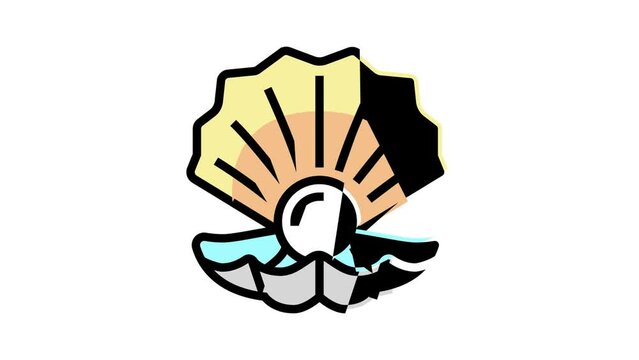 pearl oyster shell color icon animation