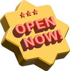 3D open now badge
