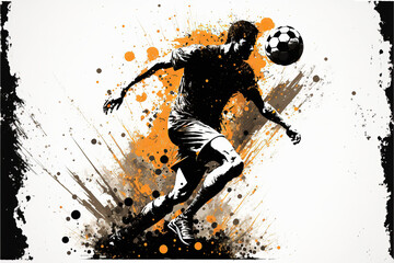 Fototapeta Man kicking ball, soccer, man playing soccer, soccer player with ball, man kicking football obraz