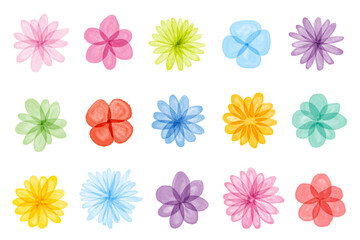 水彩テクスチャ 花セット