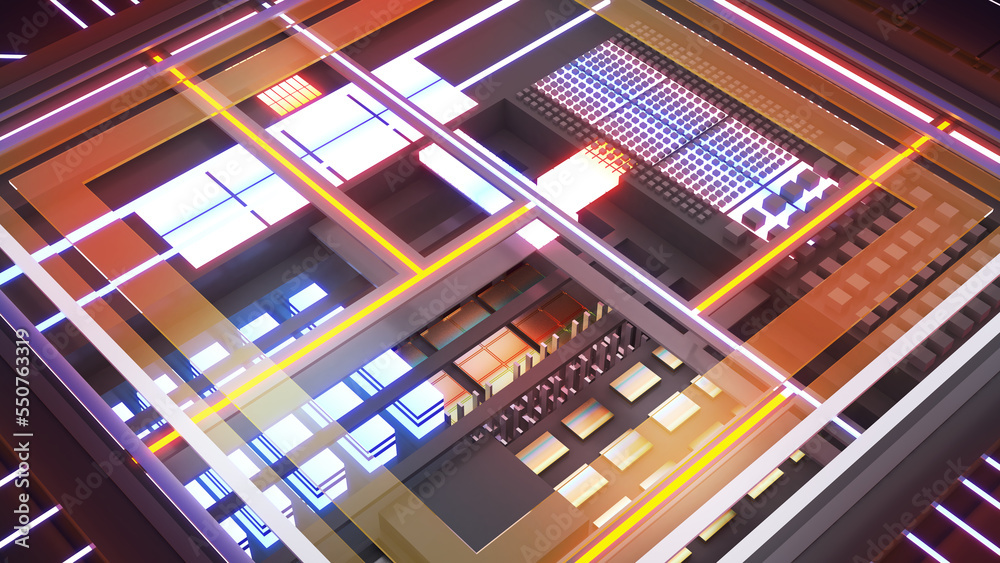 Poster abstract technology background,computing power sci-fi concept,nanotechnology-level processing chip s