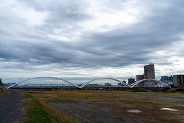 神奈川県を流れる相模川の風景