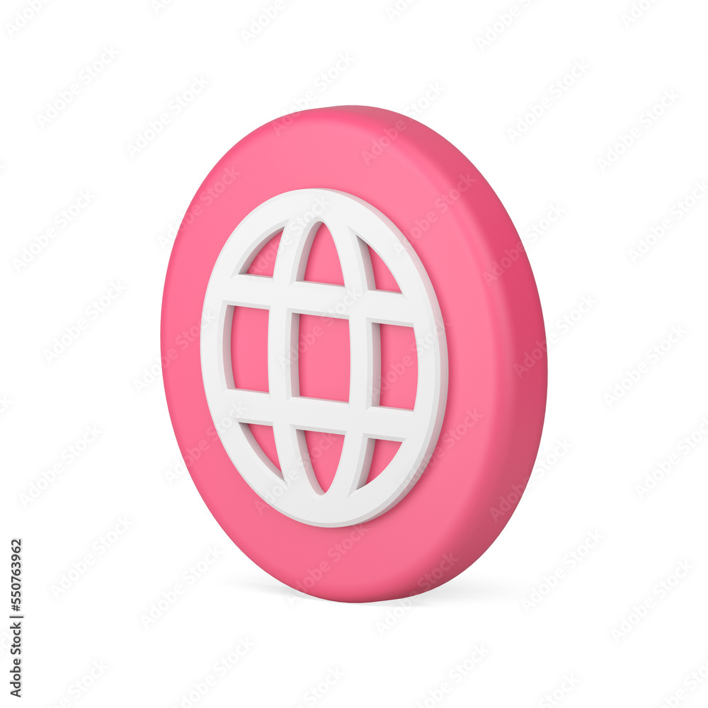 Poster grid planet global web service pink circle button internet connection communication 3d icon