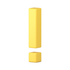Yellow exclamation point attention signal warning alert notification isometric 3d icon