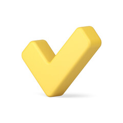 Positive yellow checkmark for vote checklist done yes accept approved agree choice 3d icon © provectors