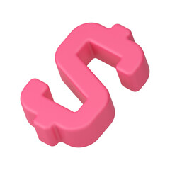 3d pink dollar sign. Rich investments and economic indicator growth