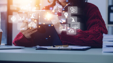 .Digital transformation technology strategy, digitization and digitalization of business processes...