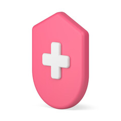 Obraz premium Healthcare medical clinic support cross shield guard safety protection 3d icon
