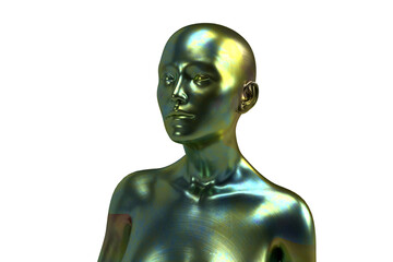 Three dimensional model. Chameleon green male torso. 