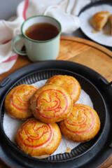 Chinese pastry cookies. Popular Chinese Cookies. Choice of meat, caramel or red bean paste