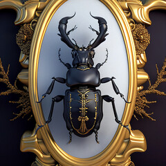 stag beetle artdeco specimen - obrazy, fototapety, plakaty
