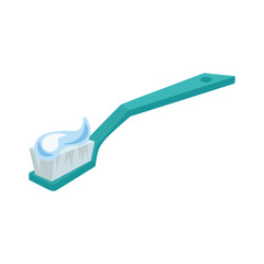 Tosca toothbrush with toothpaste icon. Toothbrush flat illustration with toothpaste vector icon isolated on white background