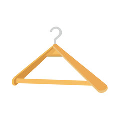 Wooden clothes hanger. Clothes hanger on white background. Vector flat illustration