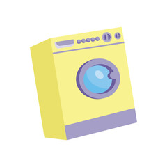 Flat design vector illustration of a modern washing machine. Washing clothes