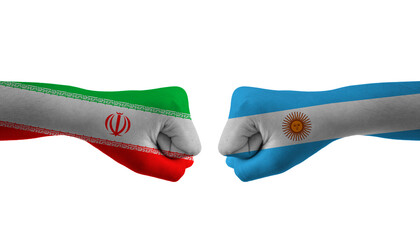 Argentina VS Iran hand flag Man hands patterned football world cup