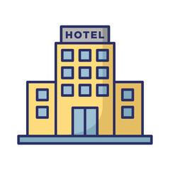 Naklejka premium hotel building icon vector design template in white background