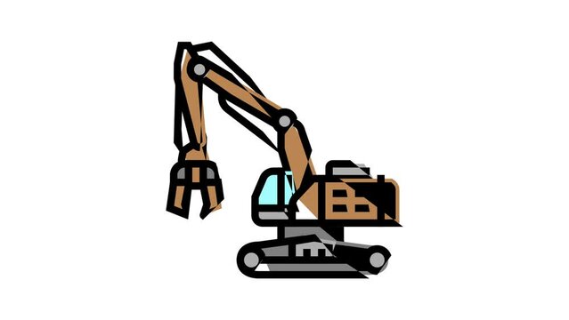 demolition construction car vehicle color icon animation